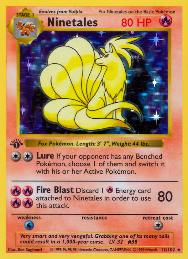 Pokemon | Ninetales (12/102) (Shadowless) [Base Set 1st Edition] | The Nerd Merchant)