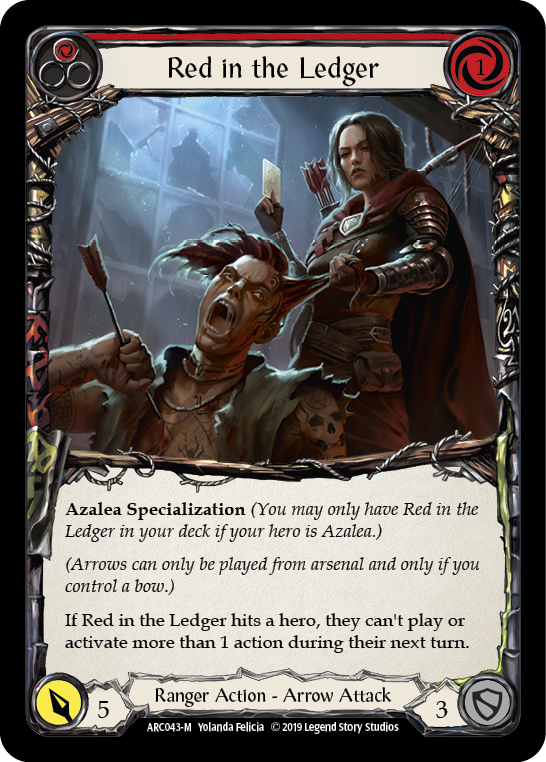 Flesh and Blood TCG | Red in the Ledger [ARC043-M] (Arcane Rising)  1st Edition Normal | The Nerd Merchant