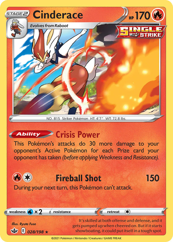 Pokemon | Cinderace (028/198) (Theme Deck Exclusive) [Sword & Shield: Chilling Reign] | The Nerd Merchant