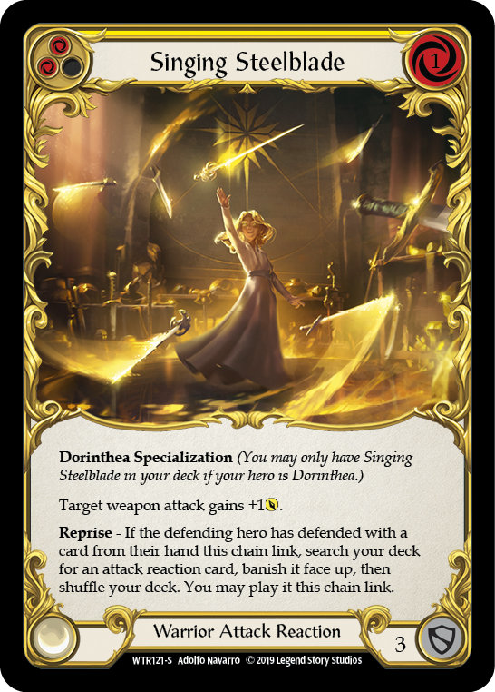 Flesh and Blood TCG | Singing Steelblade [WTR121-S] (Welcome to Rathe)  Alpha Print Rainbow Foil | The Nerd Merchant
