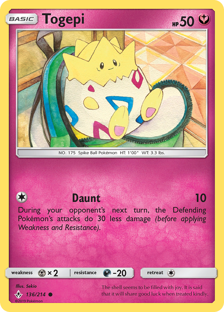 Pokemon | Togepi (136/214) [Sun & Moon: Unbroken Bonds] | The Nerd Merchant