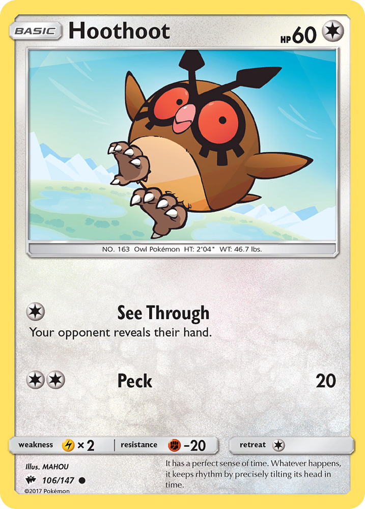 Pokemon | Hoothoot (106/147) [Sun & Moon: Burning Shadows] | The Nerd Merchant