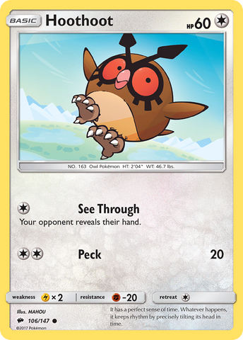 Pokemon | Hoothoot (106/147) [Sun & Moon: Burning Shadows] | The Nerd Merchant