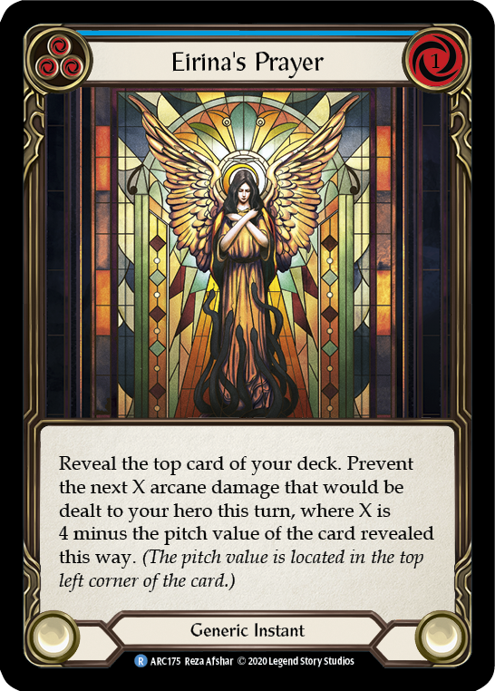 Flesh and Blood TCG | Eirina's Prayer (Blue) [U-ARC175] (Arcane Rising Unlimited)  Unlimited Rainbow Foil | The Nerd Merchant