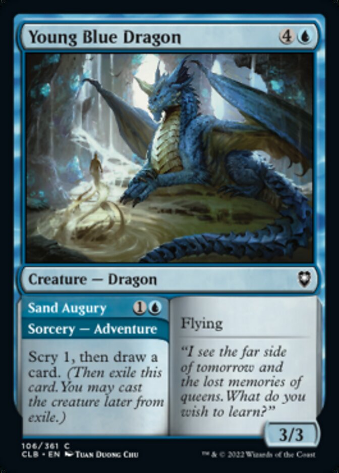 Magic | Young Blue Dragon // Sand Augury [Commander Legends: Battle for Baldur's Gate] | The Nerd Merchant