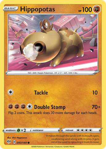 Pokemon | Hippopotas (093/189) [Sword & Shield: Darkness Ablaze] | The Nerd Merchant