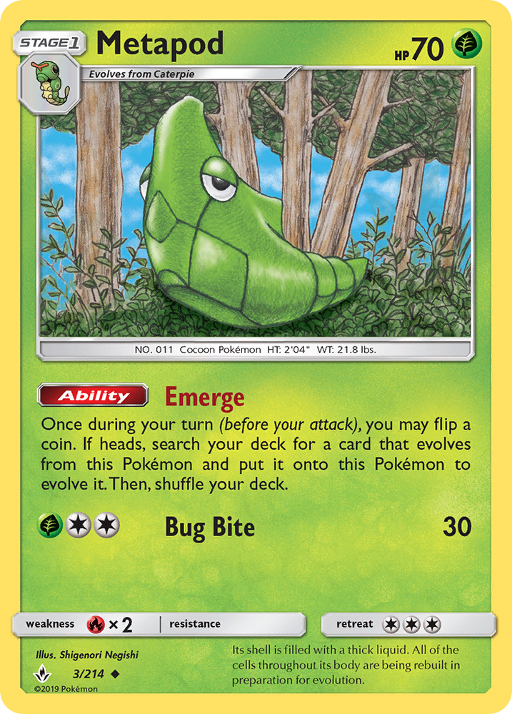 Pokemon | Metapod (3/214) [Sun & Moon: Unbroken Bonds] | The Nerd Merchant