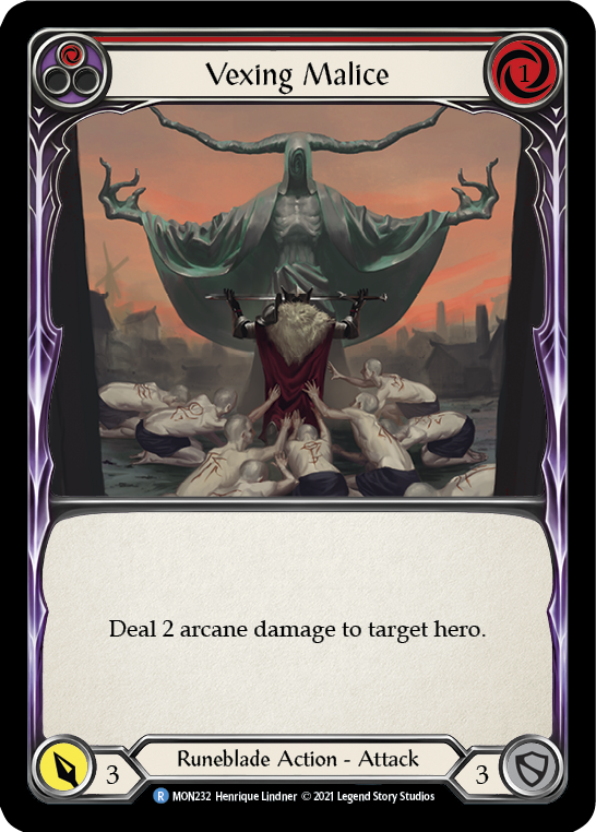 Flesh and Blood TCG | Vexing Malice (Red) [MON232-RF] (Monarch)  1st Edition Rainbow Foil | The Nerd Merchant