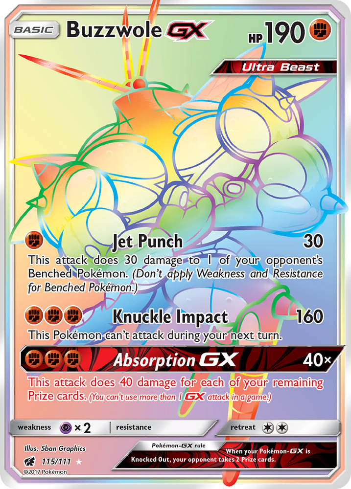 Pokemon | Buzzwole GX (115/111) [Sun & Moon: Crimson Invasion] | The Nerd Merchant