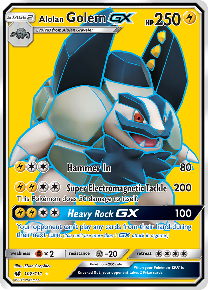 Pokemon | Alolan Golem GX (102/111) [Sun & Moon: Crimson Invasion] | The Nerd Merchant