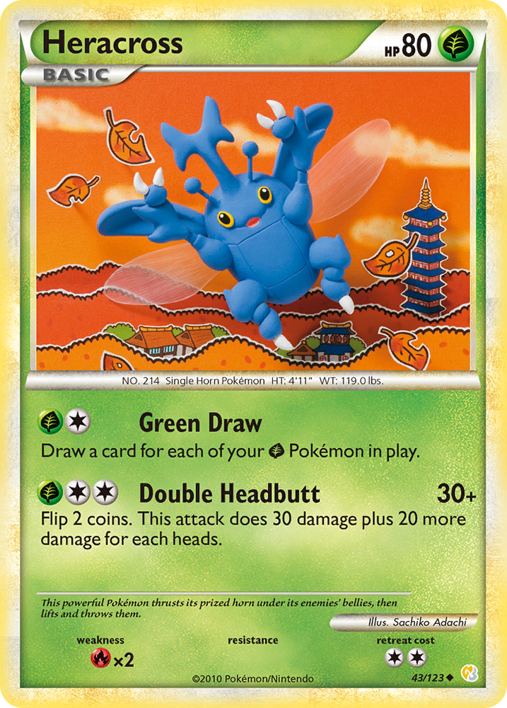 Pokemon | Heracross (43/123) [HeartGold & SoulSilver: Base Set] | The Nerd Merchant