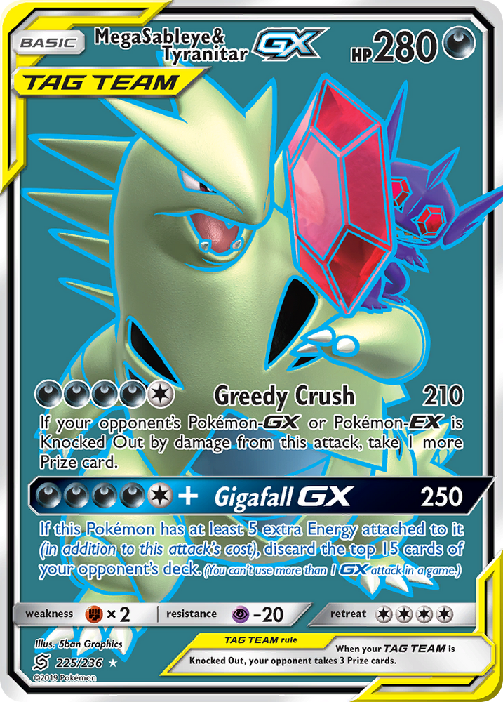 Pokemon | Mega Sableye & Tyranitar GX (225/236) [Sun & Moon: Unified Minds] | The Nerd Merchant