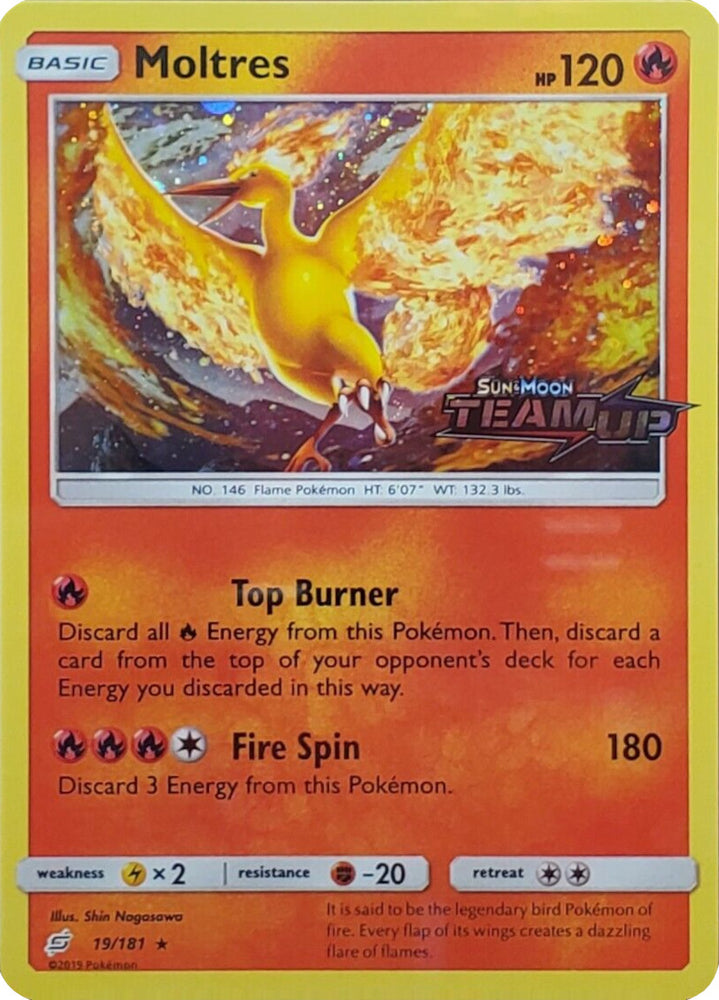 Pokemon | Moltres (19/181) (Stamped) [Sun & Moon: Team Up] | The Nerd Merchant