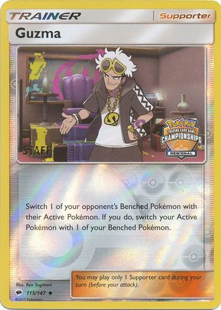 Pokemon | Guzma (115/147) (League Promo) (Staff) [Sun & Moon: Burning Shadows] | The Nerd Merchant