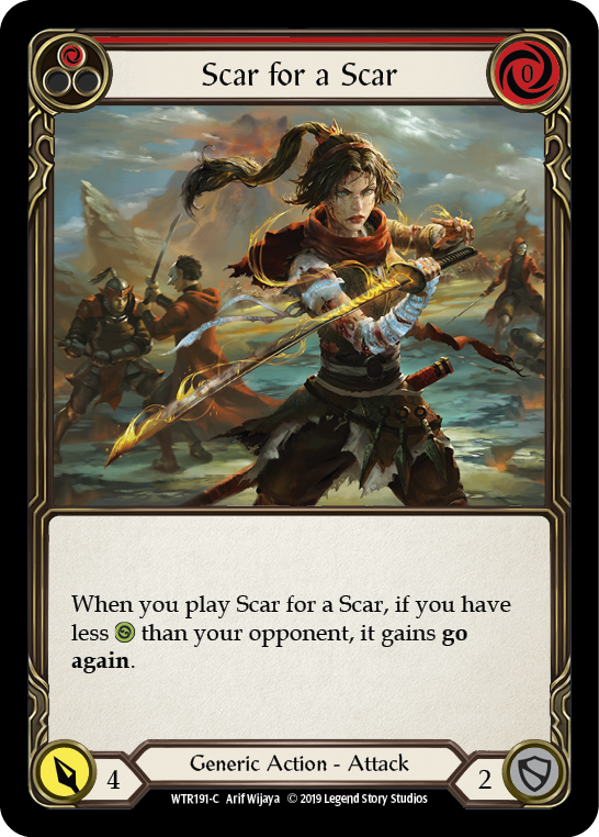 Flesh and Blood TCG | Scar for a Scar (Red) [WTR191-C] (Welcome to Rathe)  Alpha Print Rainbow Foil | The Nerd Merchant