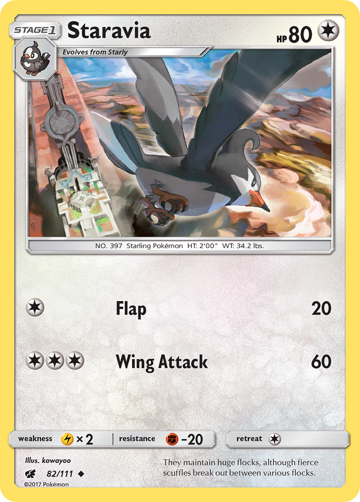 Pokemon | Staravia (82/111) [Sun & Moon: Crimson Invasion] | The Nerd Merchant