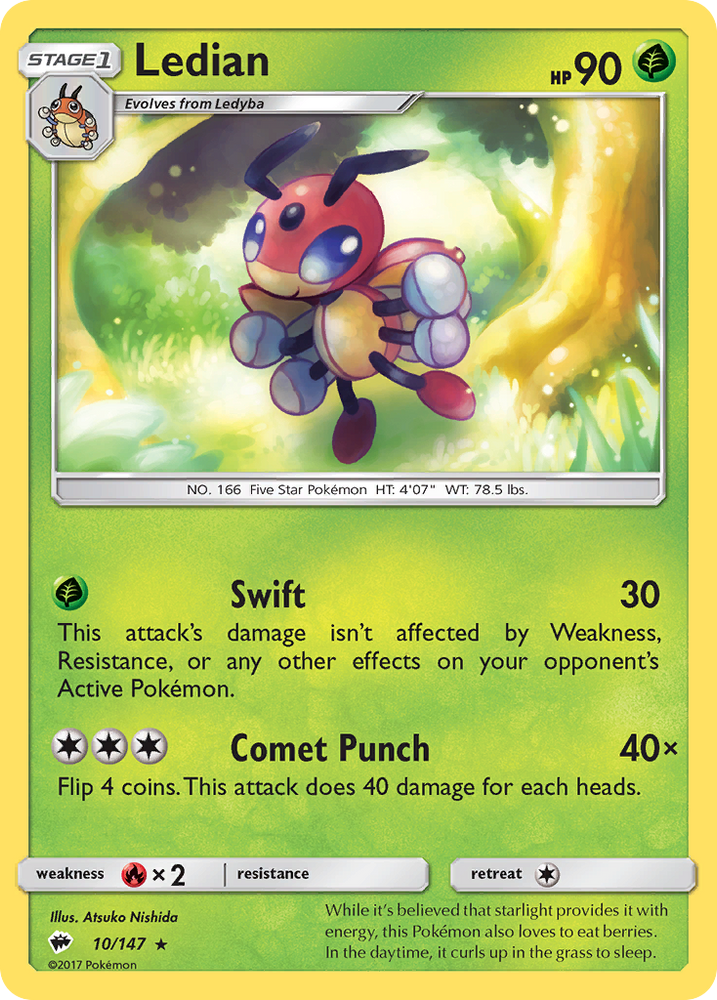 Pokemon | Ledian (10/147) [Sun & Moon: Burning Shadows] | The Nerd Merchant
