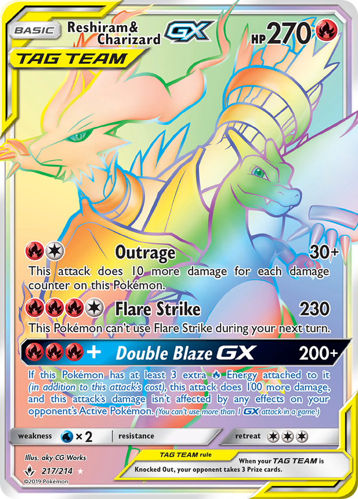 Pokemon | Reshiram & Charizard GX (217/214) [Sun & Moon: Unbroken Bonds] | The Nerd Merchant