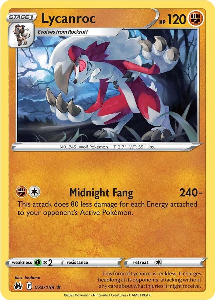 Pokemon | Lycanroc (074/159) [Sword & Shield: Crown Zenith] | The Nerd Merchant