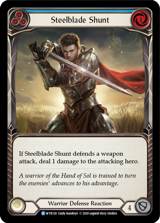 Flesh and Blood TCG | Steelblade Shunt (Blue) [U-WTR128] (Welcome to Rathe Unlimited)  Unlimited Rainbow Foil | The Nerd Merchant