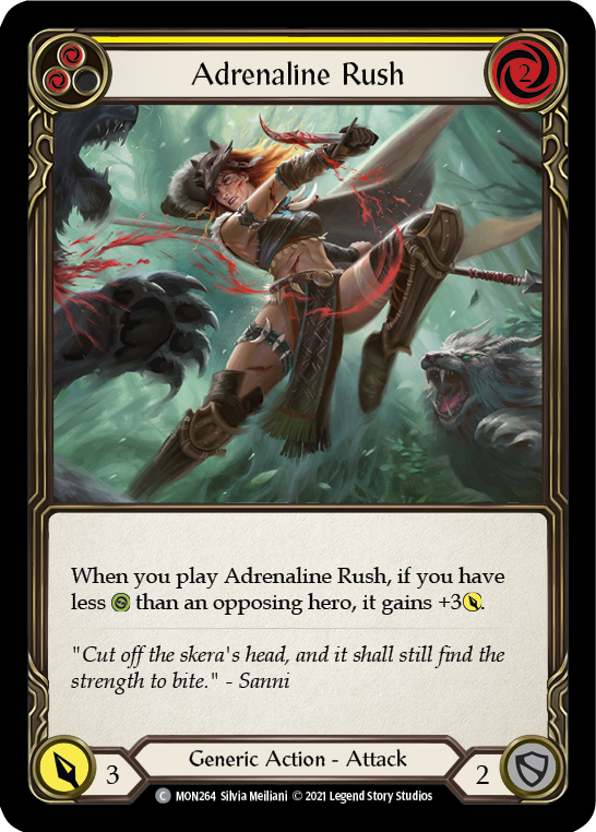 Flesh and Blood TCG | Adrenaline Rush (Yellow) [MON264-RF] (Monarch)  1st Edition Rainbow Foil | The Nerd Merchant