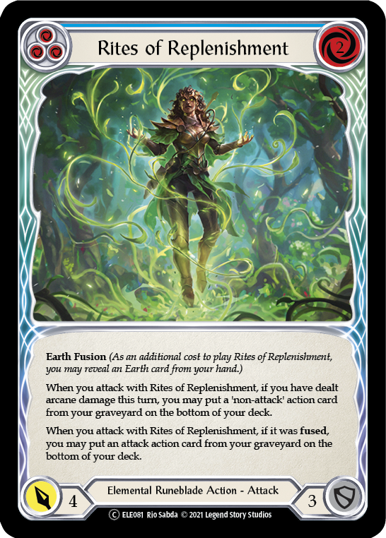 Flesh and Blood TCG | Rites of Replenishment (Blue) [U-ELE081] (Tales of Aria Unlimited)  Unlimited Rainbow Foil | The Nerd Merchant