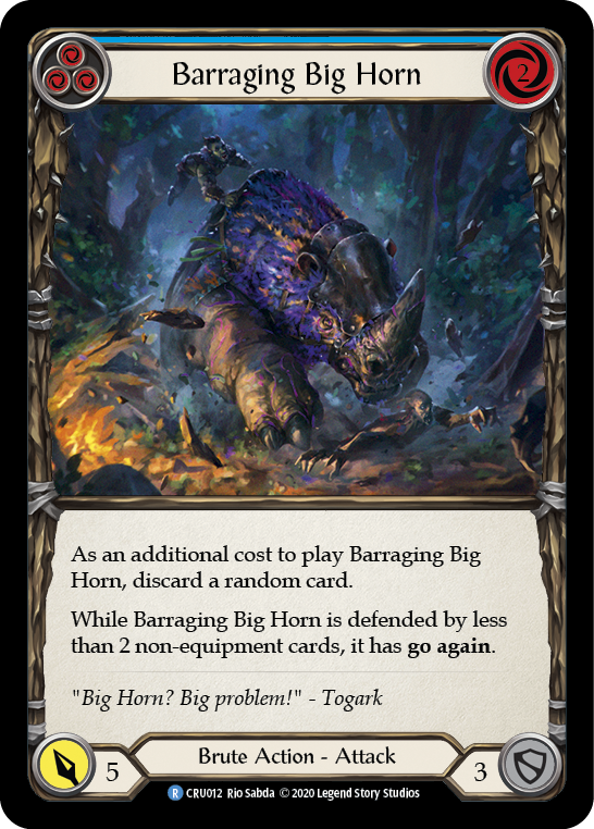 Flesh and Blood TCG | Barraging Big Horn (Blue) [CRU012] (Crucible of War)  1st Edition Normal | The Nerd Merchant