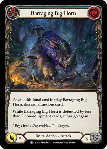 Flesh and Blood TCG | Barraging Big Horn (Blue) [CRU012] (Crucible of War)  1st Edition Normal | The Nerd Merchant