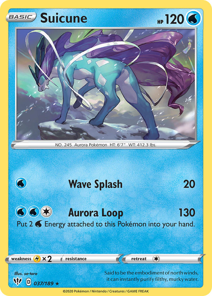 Pokemon | Suicune (037/189) (Theme Deck Exclusive) [Sword & Shield: Darkness Ablaze] | The Nerd Merchant