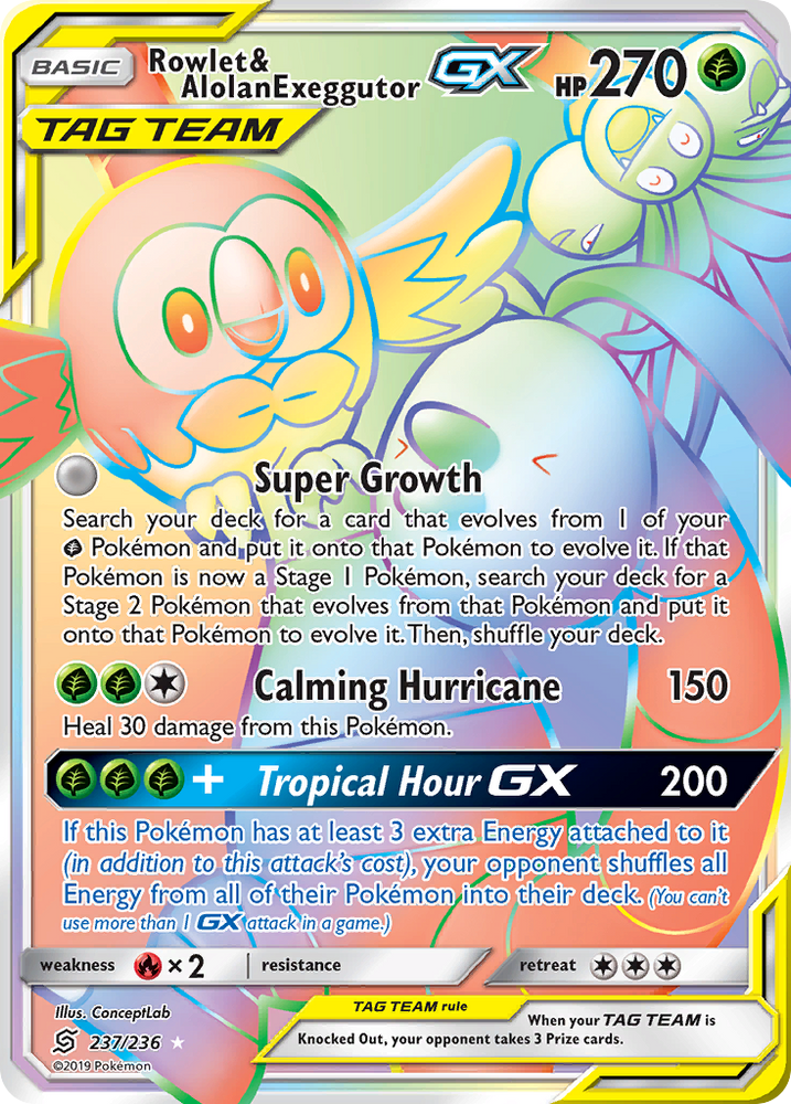 Pokemon | Rowlet & Alolan Exeggutor GX (237/236) [Sun & Moon: Unified Minds] | The Nerd Merchant