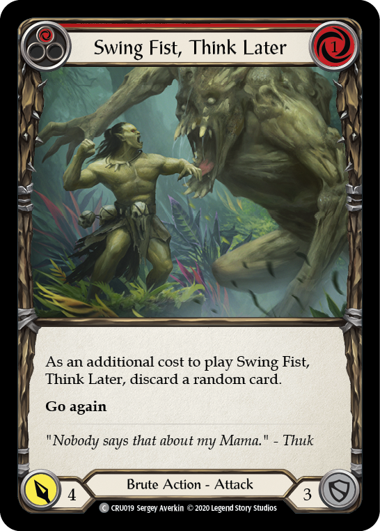 Flesh and Blood TCG | Swing Fist, Think Later (Red) [CRU019] (Crucible of War)  1st Edition Rainbow Foil | The Nerd Merchant