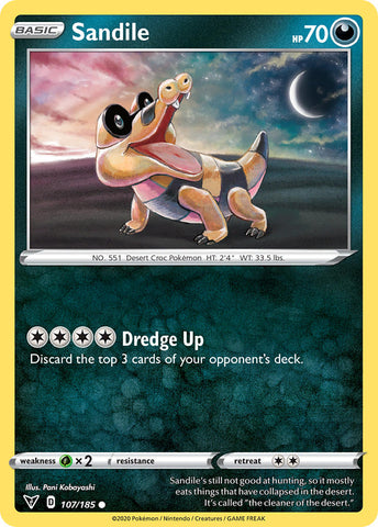 Pokemon | Sandile (107/185) [Sword & Shield: Vivid Voltage] | The Nerd Merchant
