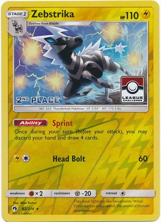 Pokemon | Zebstrika (82/214) (League Promo 2nd Place) [Sun & Moon: Lost Thunder] | The Nerd Merchant
