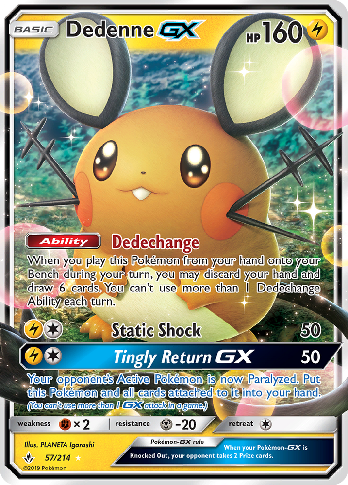 Pokemon | Dedenne GX (57/214) [Sun & Moon: Unbroken Bonds] | The Nerd Merchant