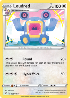 Pokemon | Loudred (136/185) [Sword & Shield: Vivid Voltage] | The Nerd Merchant