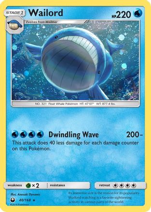 Pokemon | Wailord (40/168) (Cosmos Holo) [Sun & Moon: Celestial Storm] | The Nerd Merchant