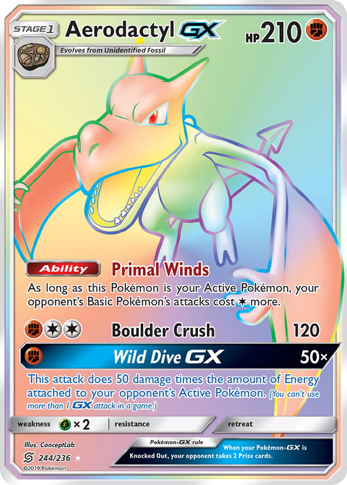 Pokemon | Aerodactyl GX (244/236) [Sun & Moon: Unified Minds] | The Nerd Merchant