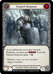 Flesh and Blood TCG | Staunch Response (Yellow) [U-WTR052] (Welcome to Rathe Unlimited)  Unlimited Rainbow Foil | The Nerd Merchant