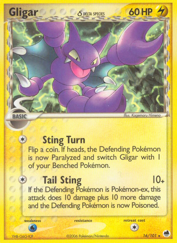 Pokemon | Gligar (16/101) (Delta Species) [EX: Dragon Frontiers] | The Nerd Merchant