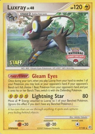 Pokemon | Luxray (7/130) (National Championships) (Staff) [Diamond & Pearl: Base Set] | The Nerd Merchant