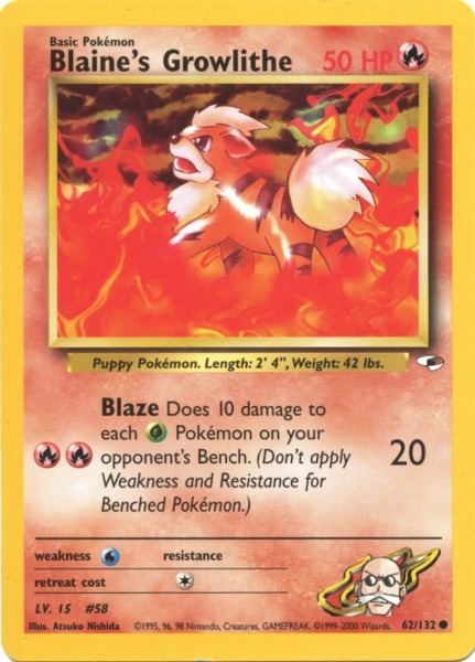 Pokemon | Blaine's Growlithe (62/132) [Gym Heroes Unlimited] | The Nerd Merchant
