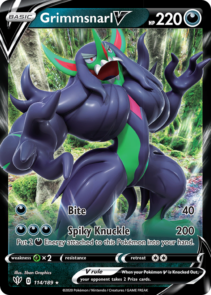 Pokemon | Grimmsnarl V (114/189) [Sword & Shield: Darkness Ablaze] | The Nerd Merchant