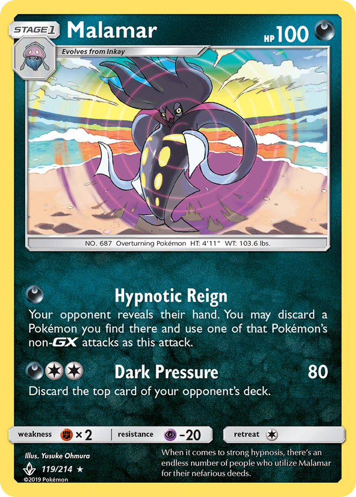 Pokemon | Malamar (119/214) [Sun & Moon: Unbroken Bonds] | The Nerd Merchant