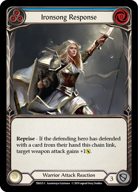Flesh and Blood TCG | Ironsong Response (Blue) [TEA021-C] (Dorinthea Hero Deck)  1st Edition Normal | The Nerd Merchant