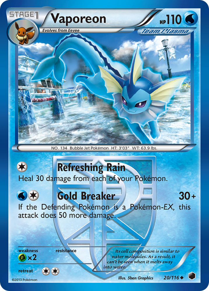Pokemon | Vaporeon (20/116) [Black & White: Plasma Freeze] | The Nerd Merchant