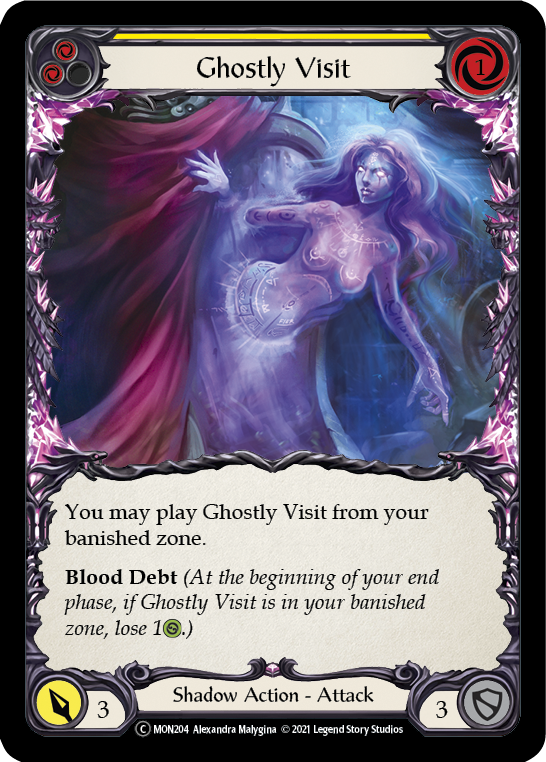 Flesh and Blood TCG | Ghostly Visit (Yellow) [U-MON204-RF] (Monarch Unlimited)  Unlimited Rainbow Foil | The Nerd Merchant