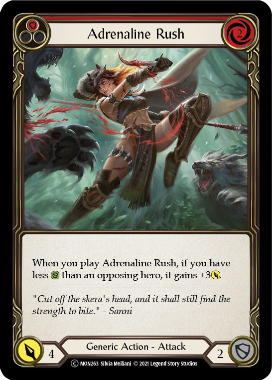 Flesh and Blood TCG | Adrenaline Rush (Red) [U-MON263-RF] (Monarch Unlimited)  Unlimited Rainbow Foil | The Nerd Merchant
