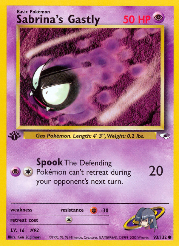 Pokemon | Sabrina's Gastly (93/132) [Gym Heroes 1st Edition] | The Nerd Mechant
