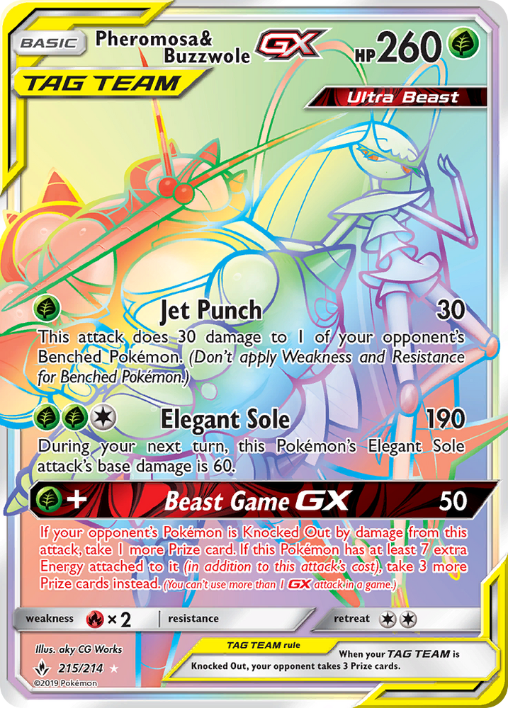 Pokemon | Pheromosa & Buzzwole GX (215/214) [Sun & Moon: Unbroken Bonds] | The Nerd Merchant