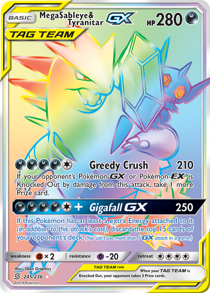 Pokemon | Mega Sableye & Tyranitar GX (245/236) [Sun & Moon: Unified Minds] | The Nerd Merchant